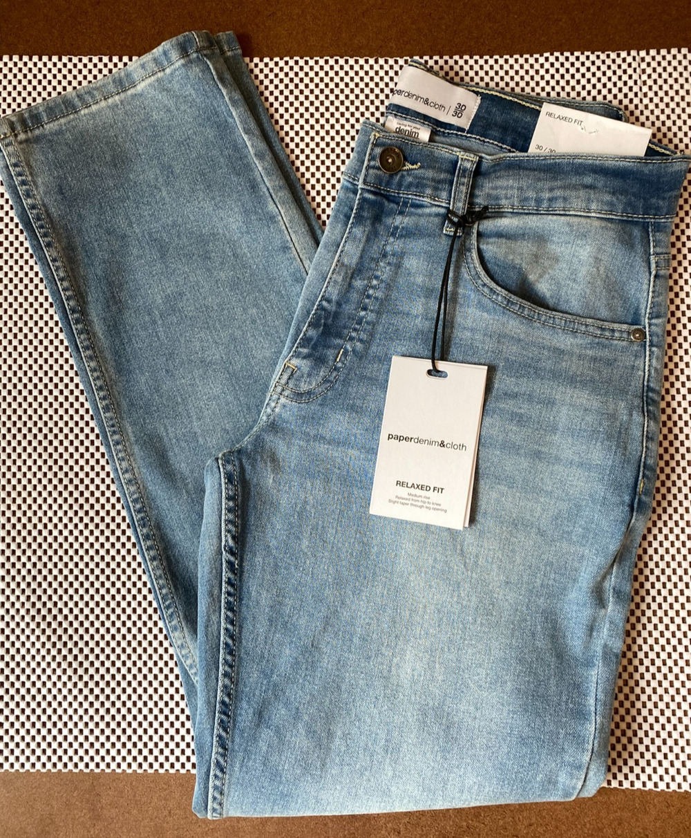 Paper Denim & Cloth Jeans Mens 30x30 Relaxed Fit Medium Rise Light Wash Stretch